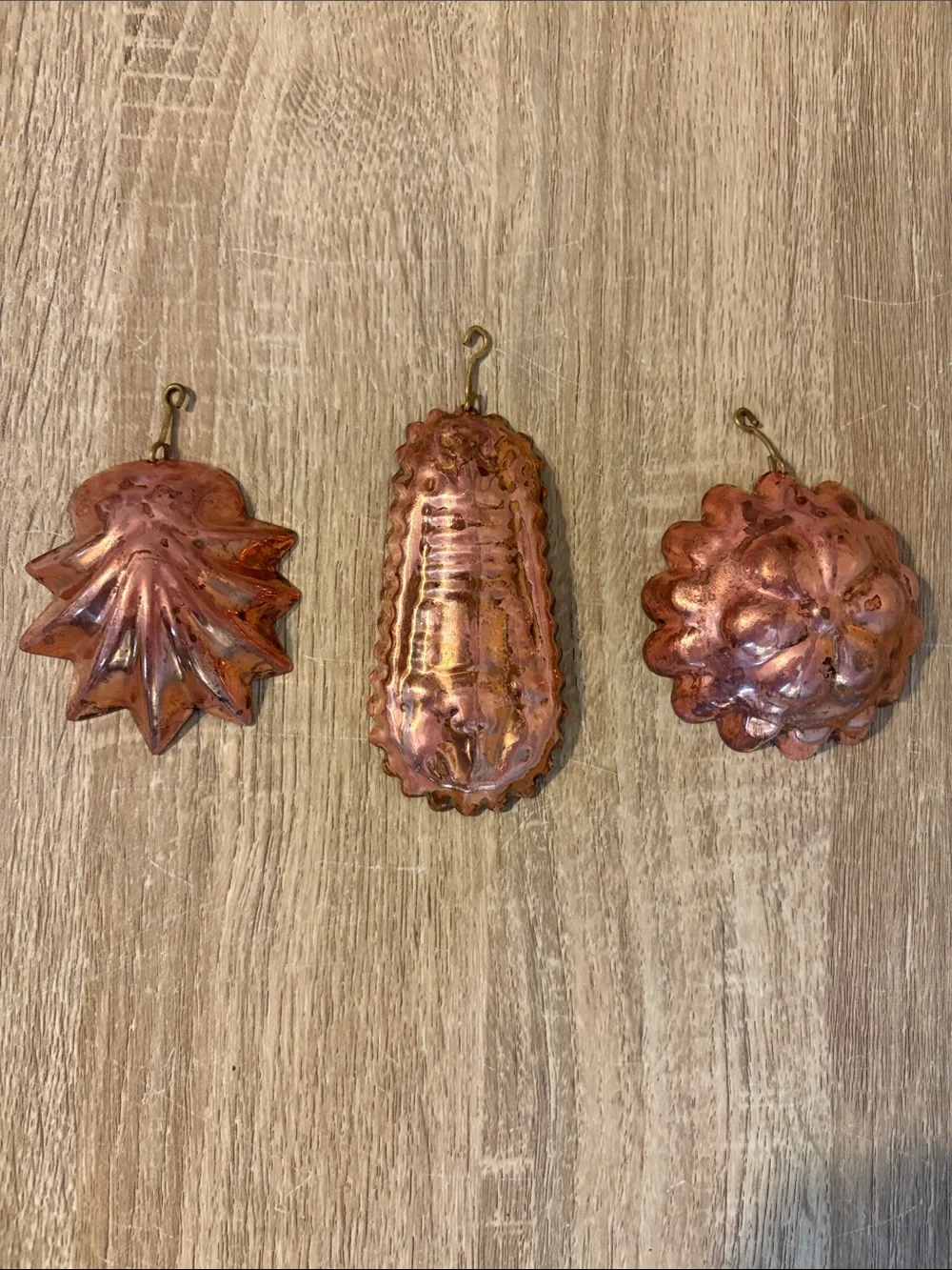 Vintage Copper Holiday Hanging Molds - Set of 3